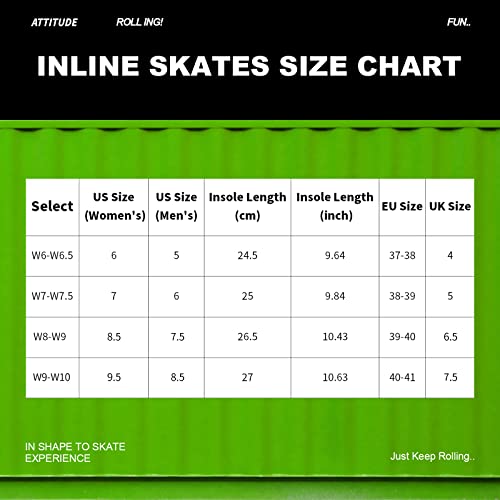 Inline Skates for Women Girls Adult Indoor Outdoor with ABEC-7 Bearings W529