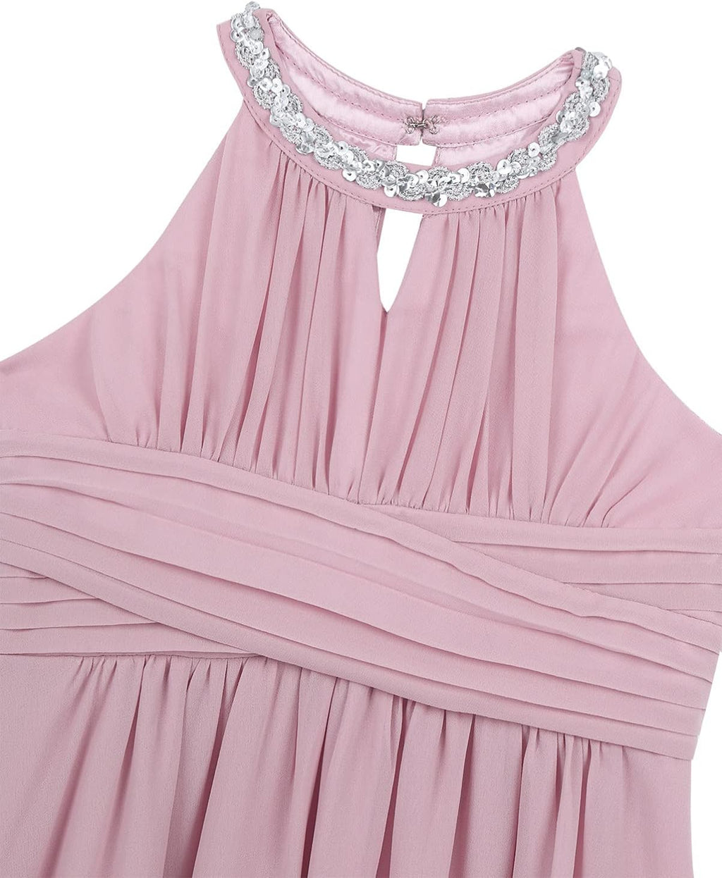 Alvivi Big Girls Halter-Neck Floral Lace Bridesmaid Romper Dress Light Pink 16 Years A34499