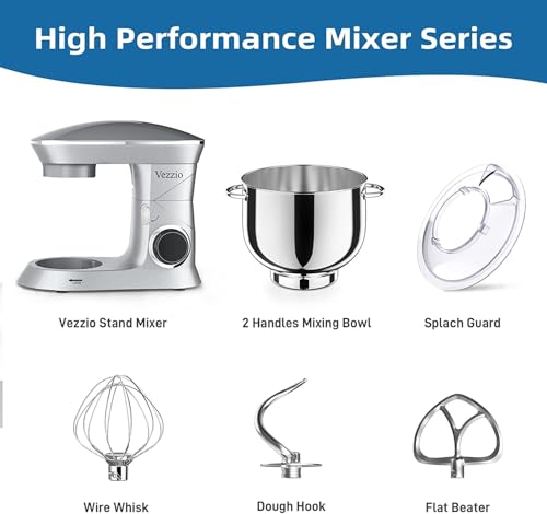 Vezzio 660W 10-Speed Tilt-Head Stand Mixer with Stainless Steel Bowl, Black N659