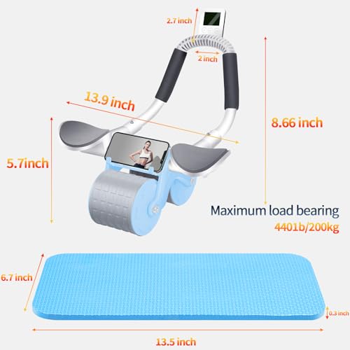 Ab Roller Wheel with Timer & Knee Mat, Home Workout Equipment U107095
