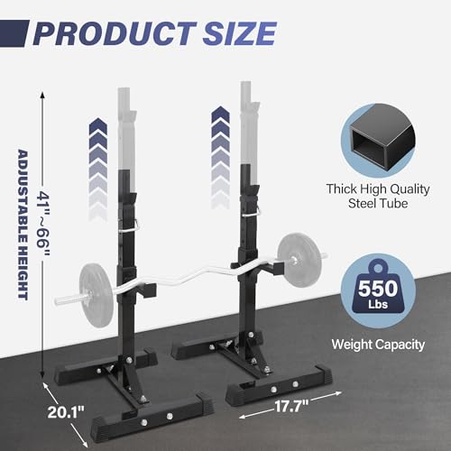 F2C Adjustable Squat Rack Pair 41"-66" Steel Barbell Stand G149555