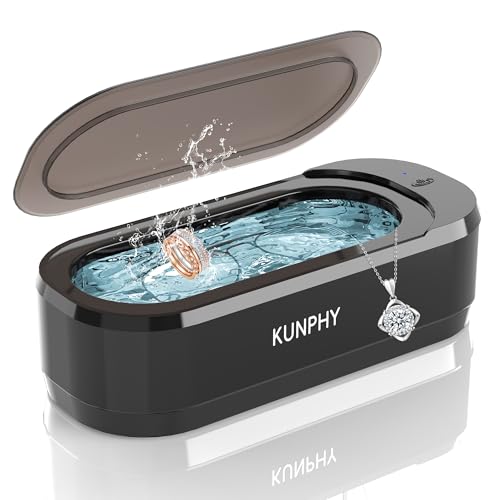 KUNPHY Ultrasonic Jewelry Cleaner, 12oz 46KHz, One-Touch Operation, White W240