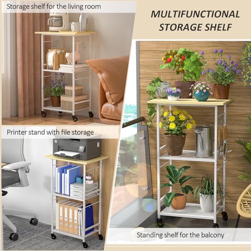 Rolling Kitchen Microwave Cart with Adjustable Shelf, 3 Tier Storage Rack on Wheels K20617