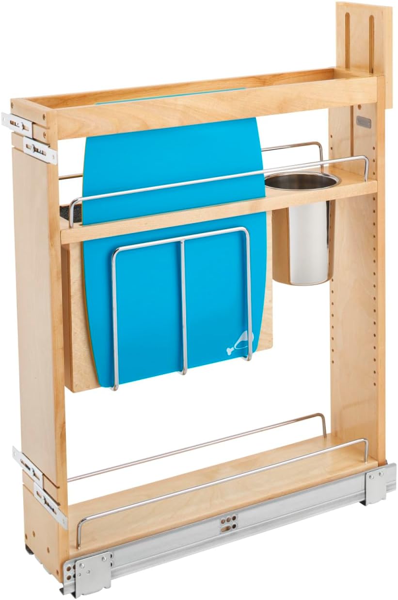 Rev-A-Shelf Wood Base Cabinet Knife Block Pull Out Organizer w/Soft Close