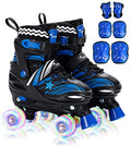 Roller Skates for Boys 4 Sizes Adjustable, Sportneer Light Up Kids Roller Skates for Age 3-5 6-12 Roller Skates with Protective Gears Illuminating Wheels Gift