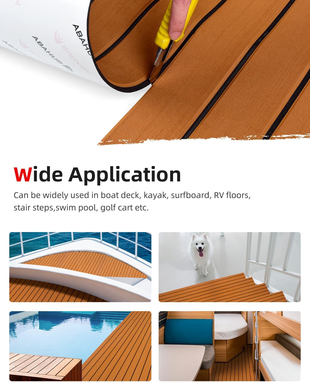 Abahub EVA Foam Boat Decking Self-Adhesive Faux Teak Marine Flooring Sheet L28939