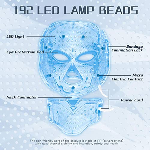 HXDZFX LED Facial Light Therapy Mask for Face and Neck J5035