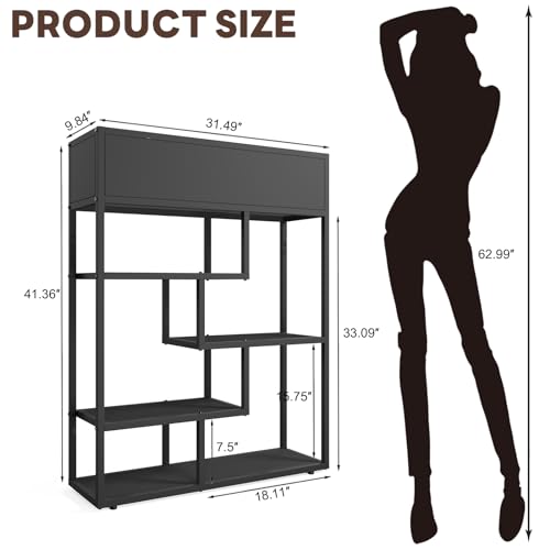 4 Tier Modern Bookcase White for Home Office L967