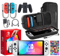 Nintendo Switch OLED Model (White) Mario Kart 8 Deluxe Bundle | Includes Extra Joy-Con (Red/Blue), Dock, Joy-Con Grips and Straps | With Signature Series Portable Case and Earphones