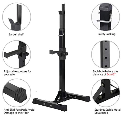 Yaheetech Pair of Adjustable Squat Rack Standard 44-70 Inch Solid Steel Home Gym Z720734