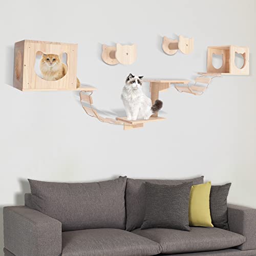 Cat Wall Furniture with Shelves, Scratching Posts, and Perches Q292287