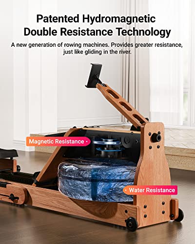MERACH Foldable Wooden Rowing Machine with Electromagnetic Resistance D424