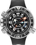 Citizen Men's Eco-Drive Promaster Sea Aqualand Depth Meter Watch in Stainless Steel with Black Polyurethane strap, Black Dial (Model: BN2029-01E)