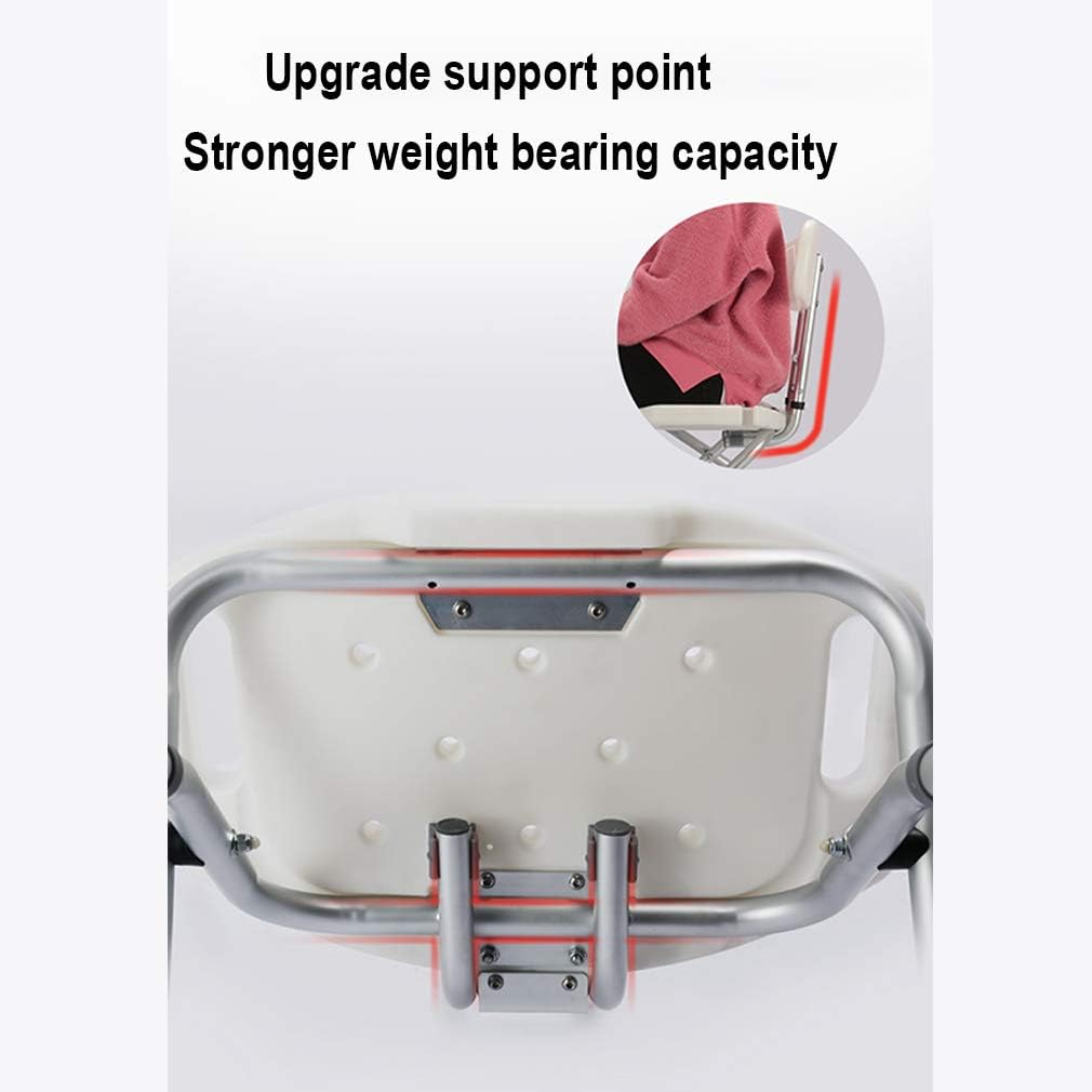 Folding Bath Stool with Back, Adjustable Shower Bench for Elderly, Anti-Slip Rubber Feet M3563
