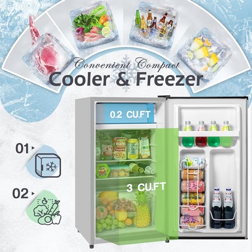 3.4 Cu.Ft Mini Fridge with Freezer, 2 Door Compact Refrigerator (Black) V995