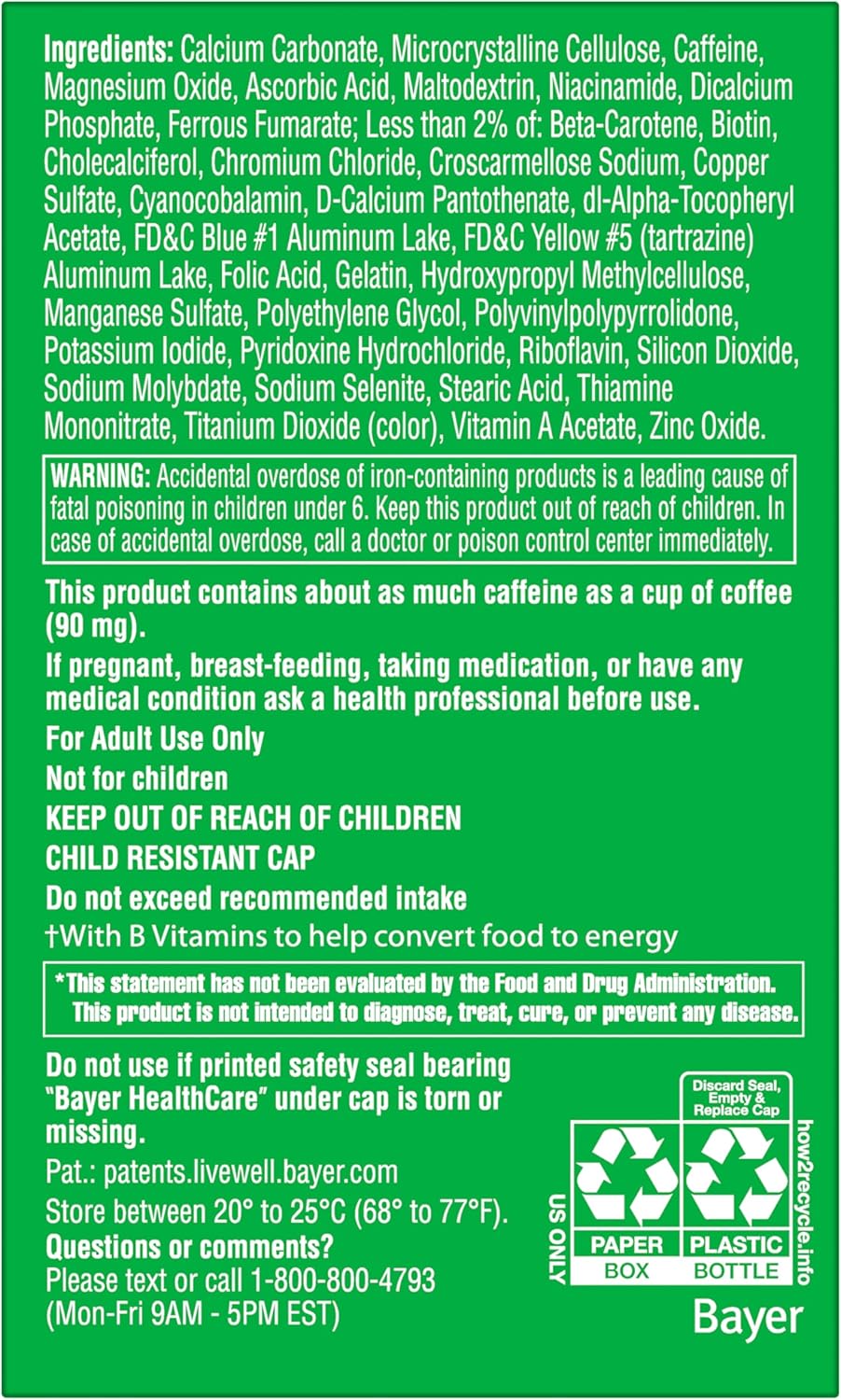 One A Day Energy Multivitamin with Caffeine, 50 Tablets D234827