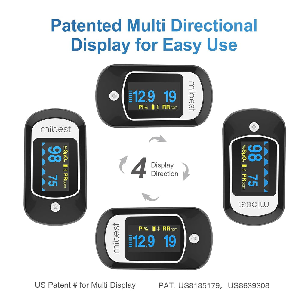 Mibest Bluetooth Pulse Oximeter with App for iOS & Android D9944