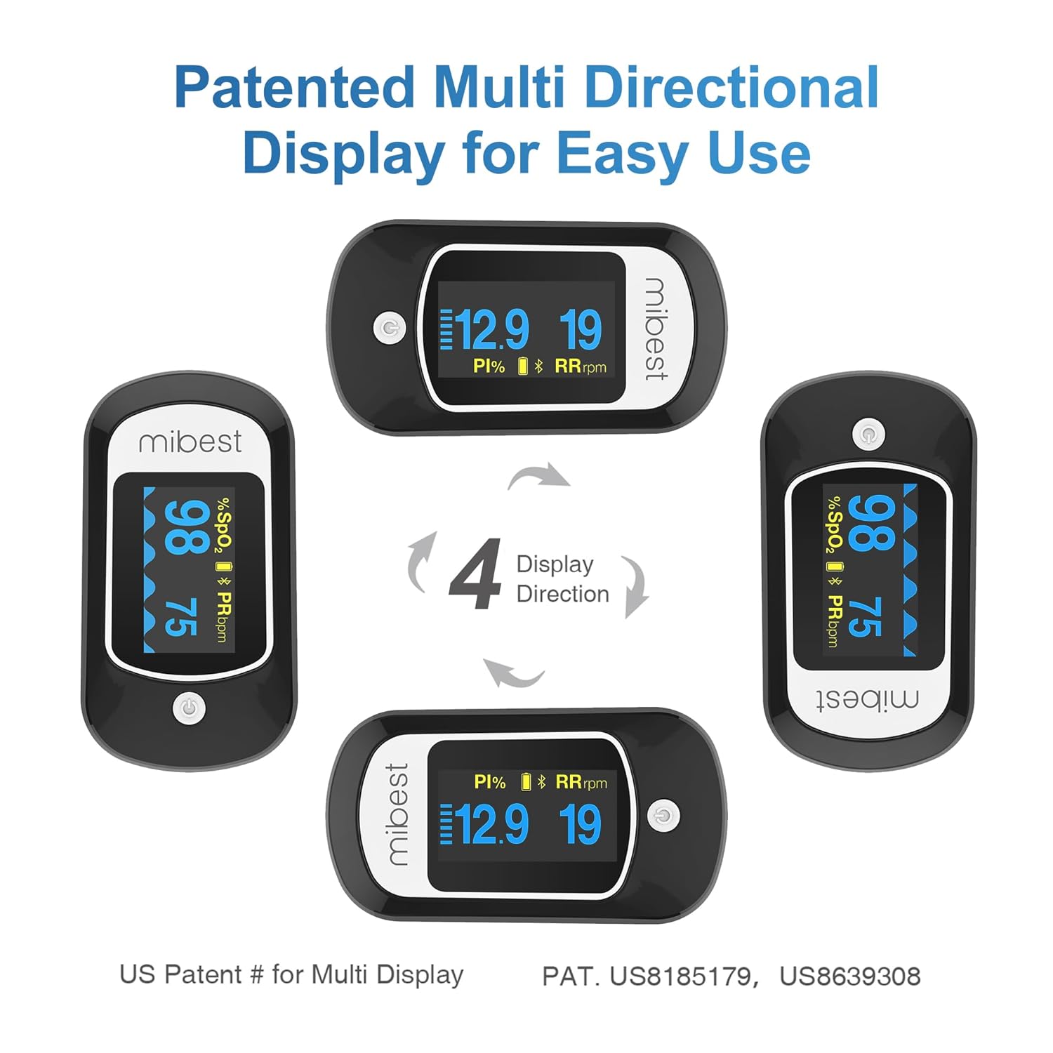 Mibest Bluetooth Pulse Oximeter with App for iOS & Android D9944