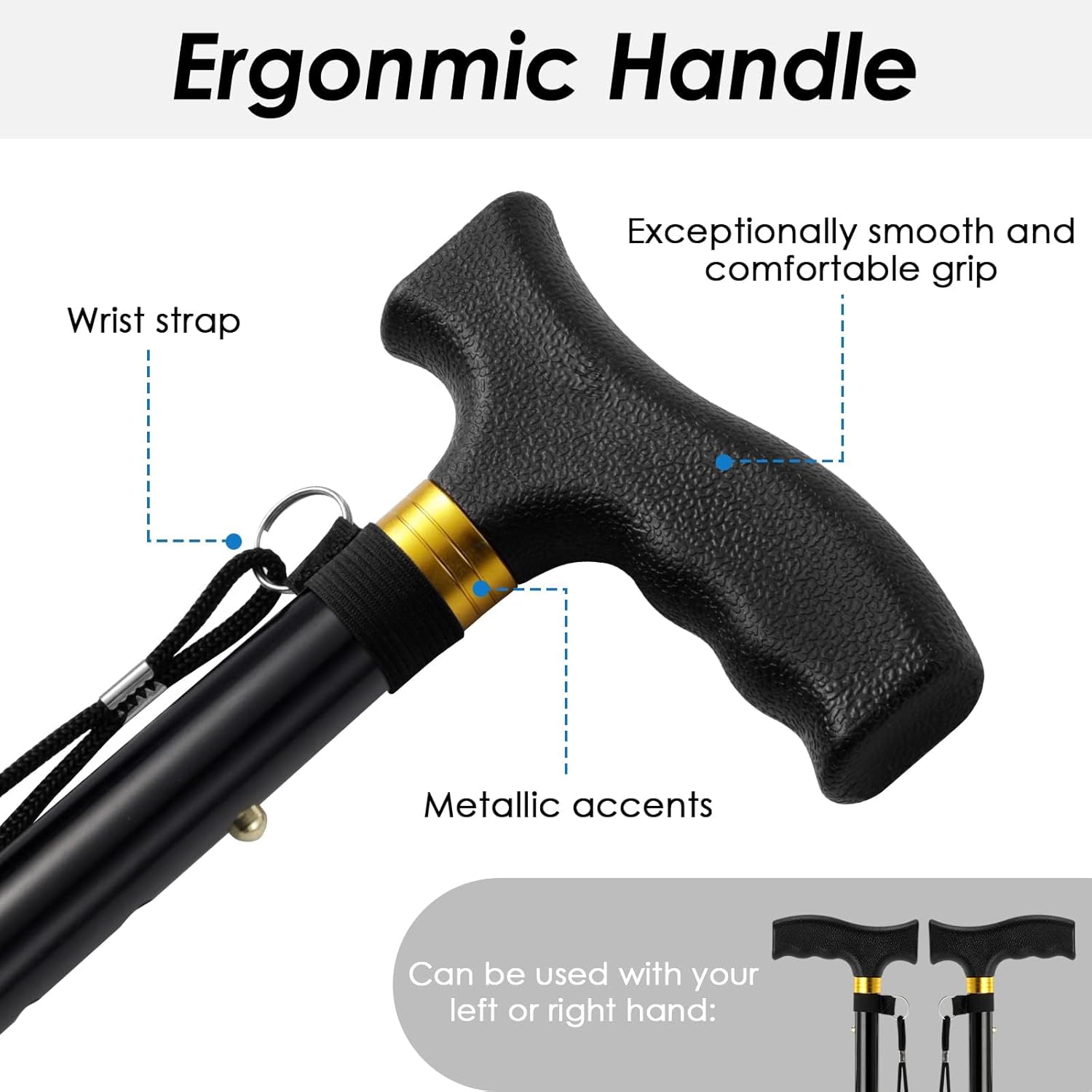 Oulisen Walking Cane for Men and Women, 5-Level Adjustable Folding Cane B6532