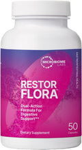 Microbiome Labs Restorflora - Probiotic Supplement with 7 Billion CFU for Gut Health + Digestive Support - Dual Action Probiotics for Men & Women (50 Capsules)