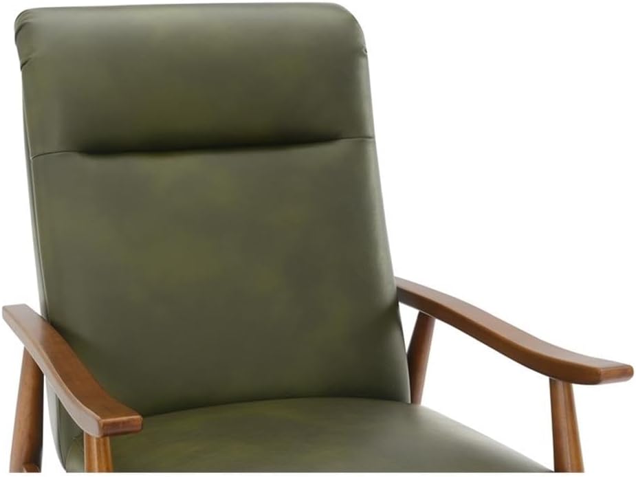 Solaris Fern Green Faux Leather Wood Arm Push Back Recliner I637324