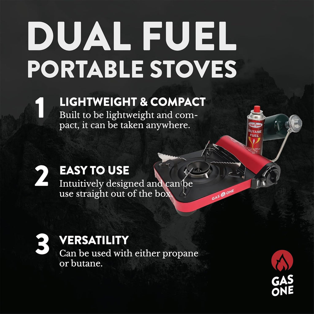 Gas One 12,000 BTU Dual Fuel Camping Stove GS-3100P with Carrying Case G493997