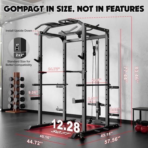 C1-V4 Power Cage with LAT Pulldown, Multi-Function Weight Cage for Home Gym G4781