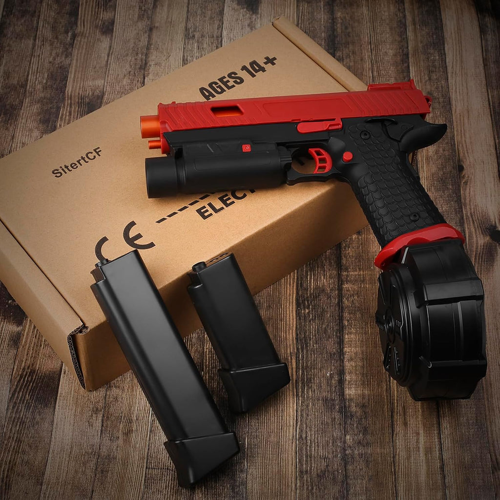 Electric Gel Toys X5 Full Auto Splat-Blaster with Drum and Goggles for Outdoor Team Game, Red B745