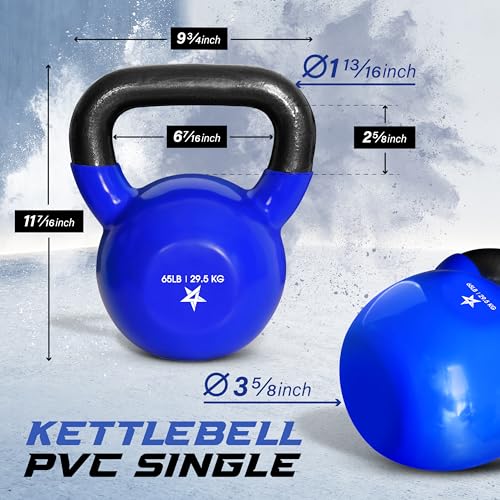 Yes4All 5-100 LB Vinyl Coated Cast Iron Kettlebells M964803