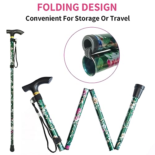 5-Level Adjustable Aluminum Walking Cane for Seniors, Folding with Ergonomic Handle Y21825