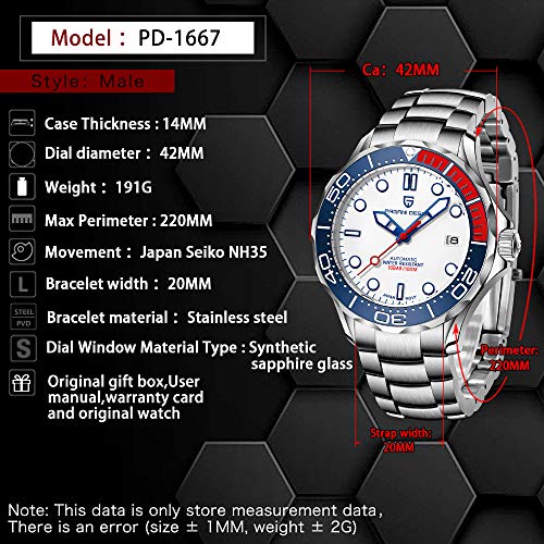 HaiQin Pagani Design 007-Model Automatic Diving Watch for Men, Stainless Steel Band N744690