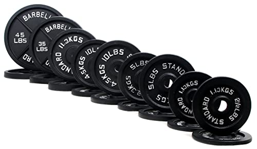 Olympic Cast Iron Weight Plates for Strength Training, Multiple Sizes S1890