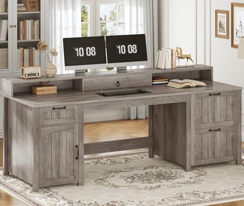 SEDETA Farmhouse 63" Executive Desk with File Drawer and Monitor Stand O784