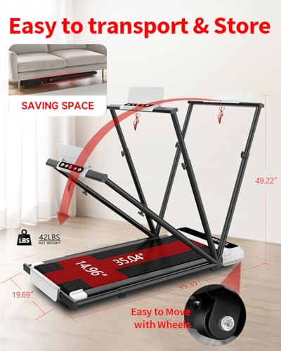 Walking Pad with Handle Bar, 2.5HP Foldable Treadmill for Home Office S773