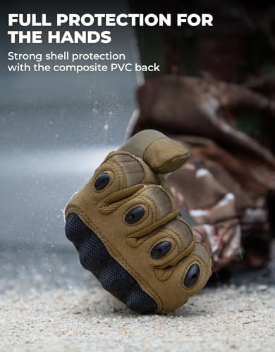 KEMIMOTO Tactical Gloves for Men, Touchscreen Motorcycle Gloves with Hard Shell & Palm Padding E190