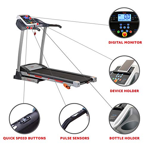 Sunny Health & Fitness Smart WiFi Treadmill, Compact Foldable with Incline E91799