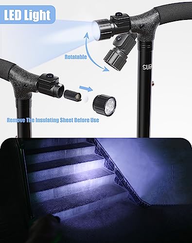 SUEH Design Folding Walking Cane with LED Light, Adjustable, Black Z935425