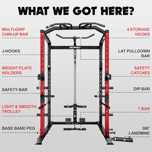 C1-V4 Power Cage with LAT Pulldown, Multi-Function Weight Cage for Home Gym G4781
