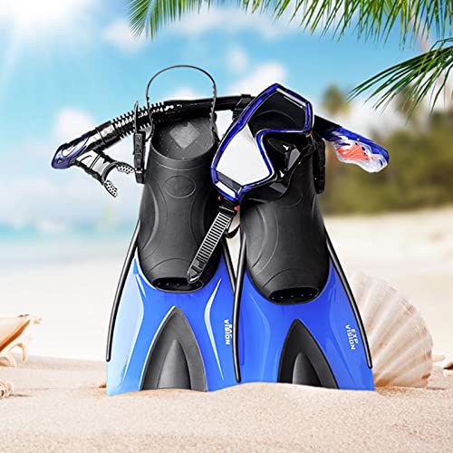 Snorkel Mask Fin Set with Dry Top Snorkel and Travel Bag for Adults D12217