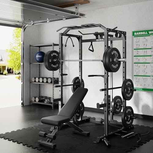 C1-V4 Power Cage with LAT Pulldown, Multi-Function Weight Cage for Home Gym G4781