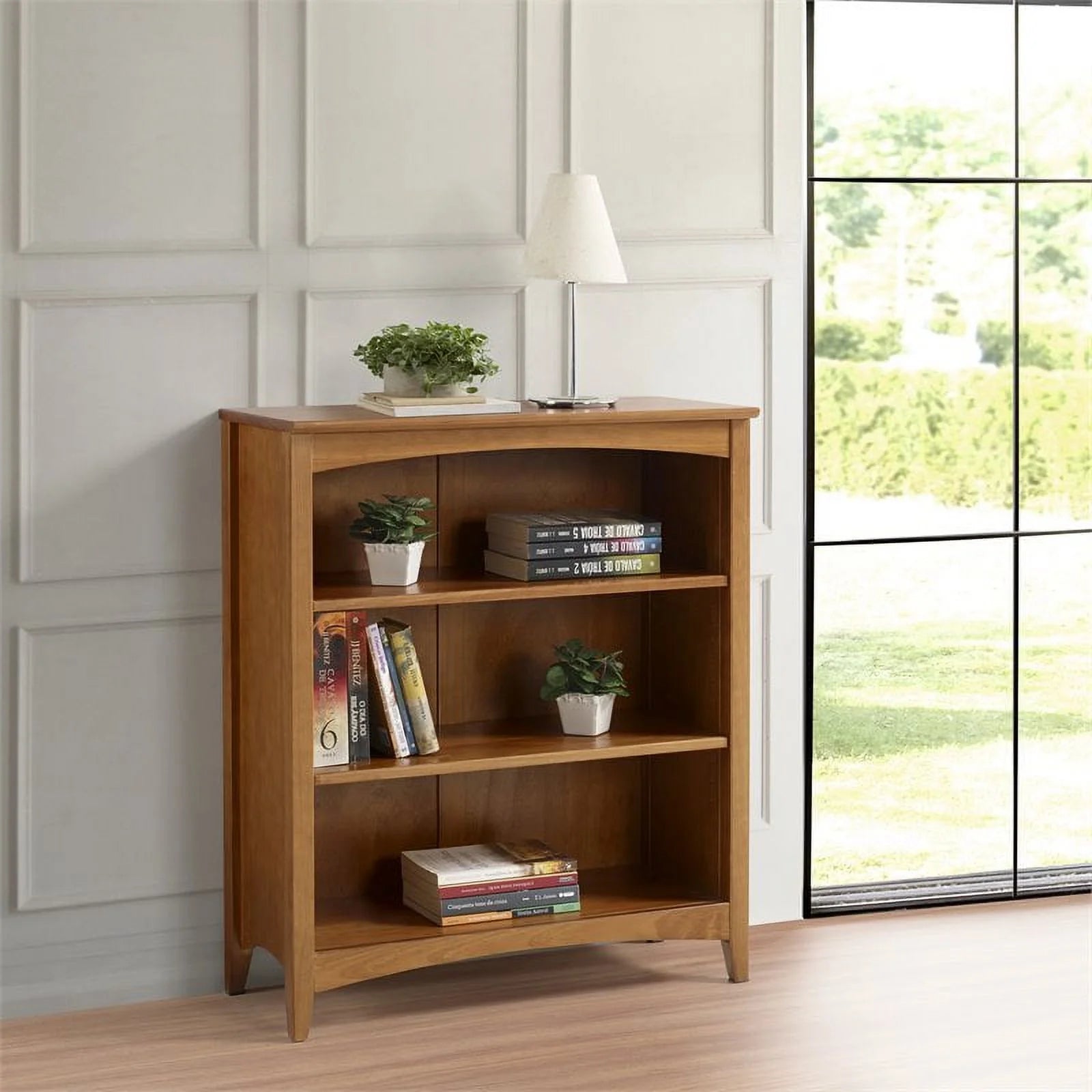 Pemberly Row 36" Solid Wood Bookcase in Cherry Finish T7183