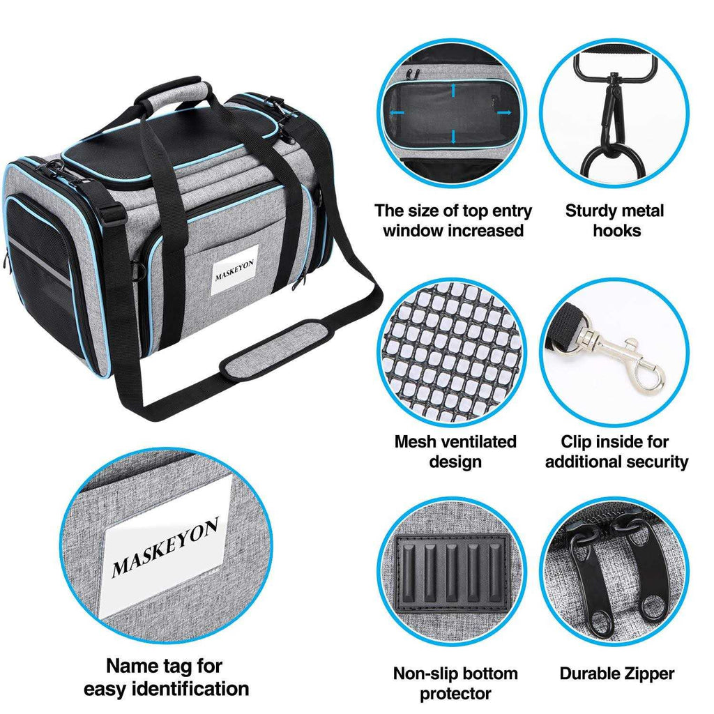 MASKEYON TSA Approved Soft Sided Pet Carrier Large Expandable R7997