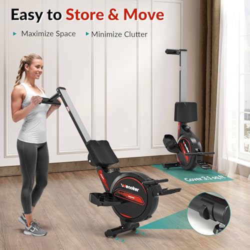 Wenoker Magnetic Rowing Machine for Home, 350 LB Capacity, Quiet with LCD Monitor I8142