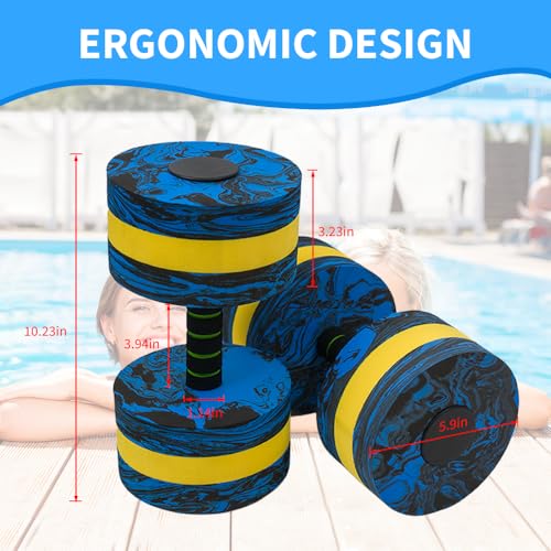 Aquatic Exercise Dumbbells Set of 2, EVA Foam Water Weights for Pool Fitness A527