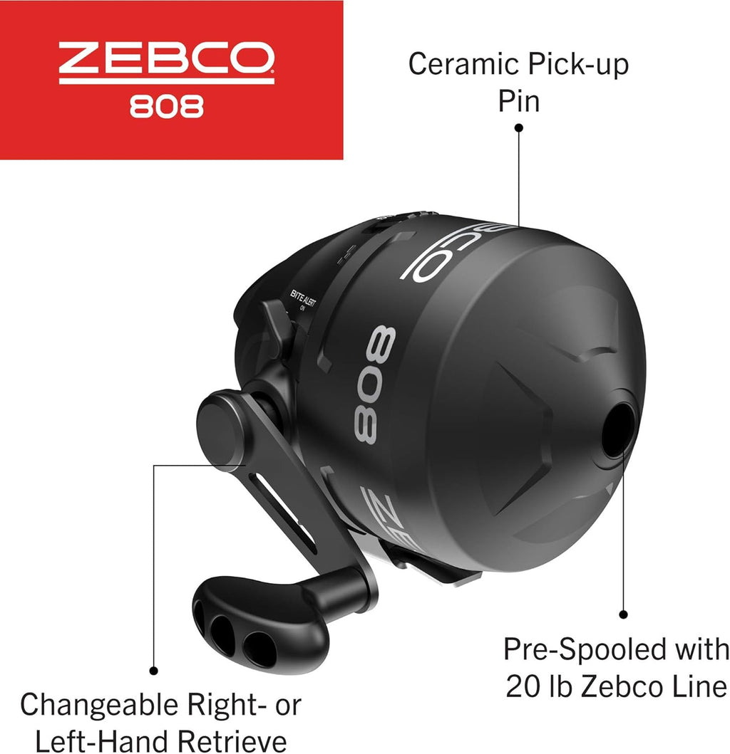 Zebco 808 Spincast Fishing Reel, All Metal Gears, Pre-spooled with 20-Lb Line G2707