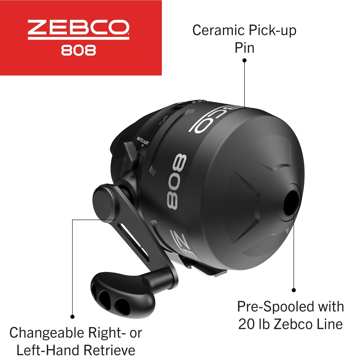 Zebco 808 Spincast Fishing Reel, All Metal Gears, Pre-spooled with 20-Lb Line G2707