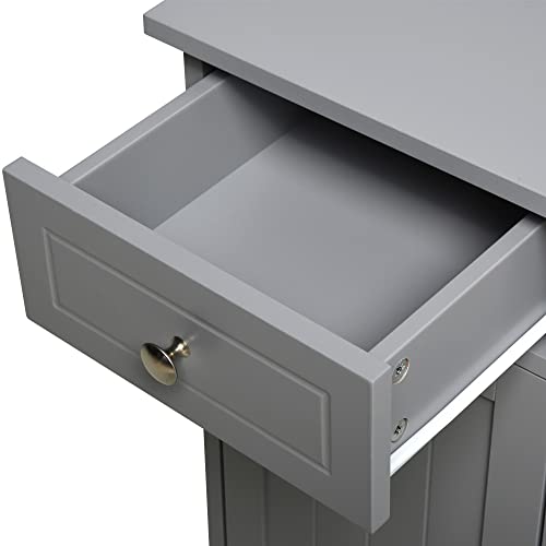 kleankin Bathroom Floor Cabinet, Wooden, 2 Doors, 2 Drawers, Grey V92019