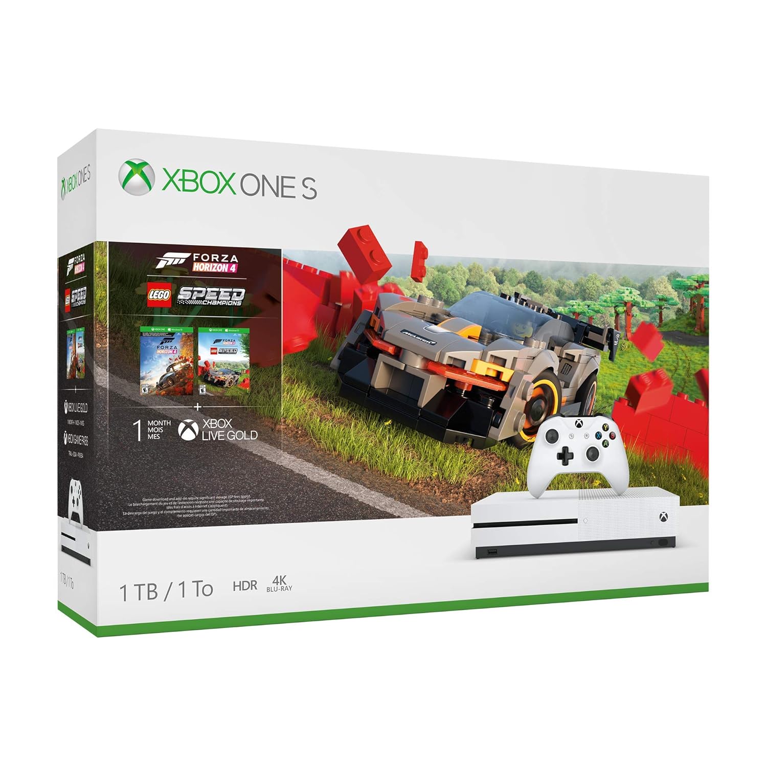 Microsoft Xbox One S 1TB Forza Horizon 4 LEGO® Speed Champions Bundle, White, 234-01121 (Renewed)