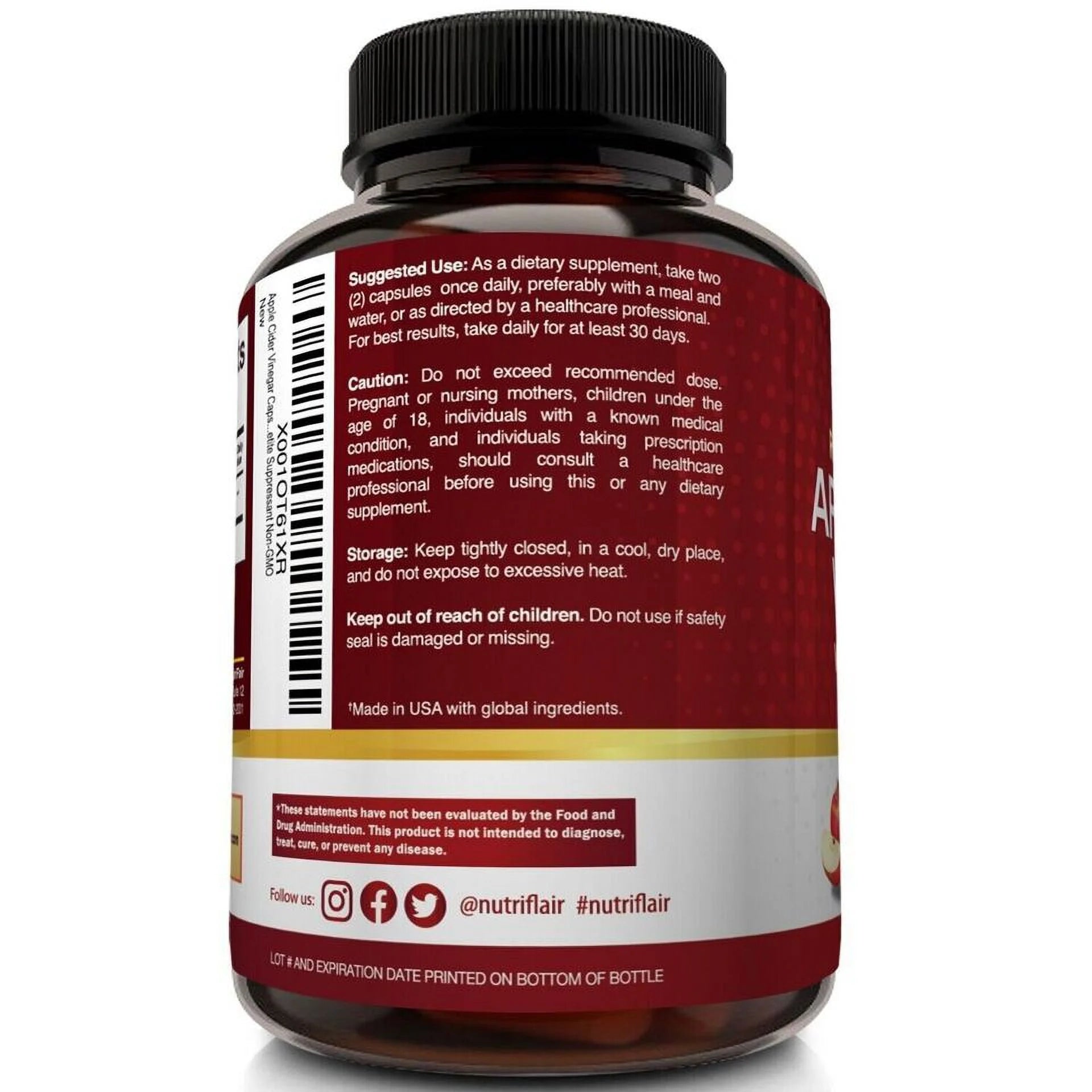 Apple Cider Vinegar Capsules 1600mg, 120 Count P7285