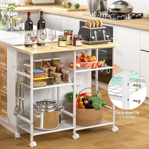 Microwave Cart with Adjustable Shelf and Wheels P795